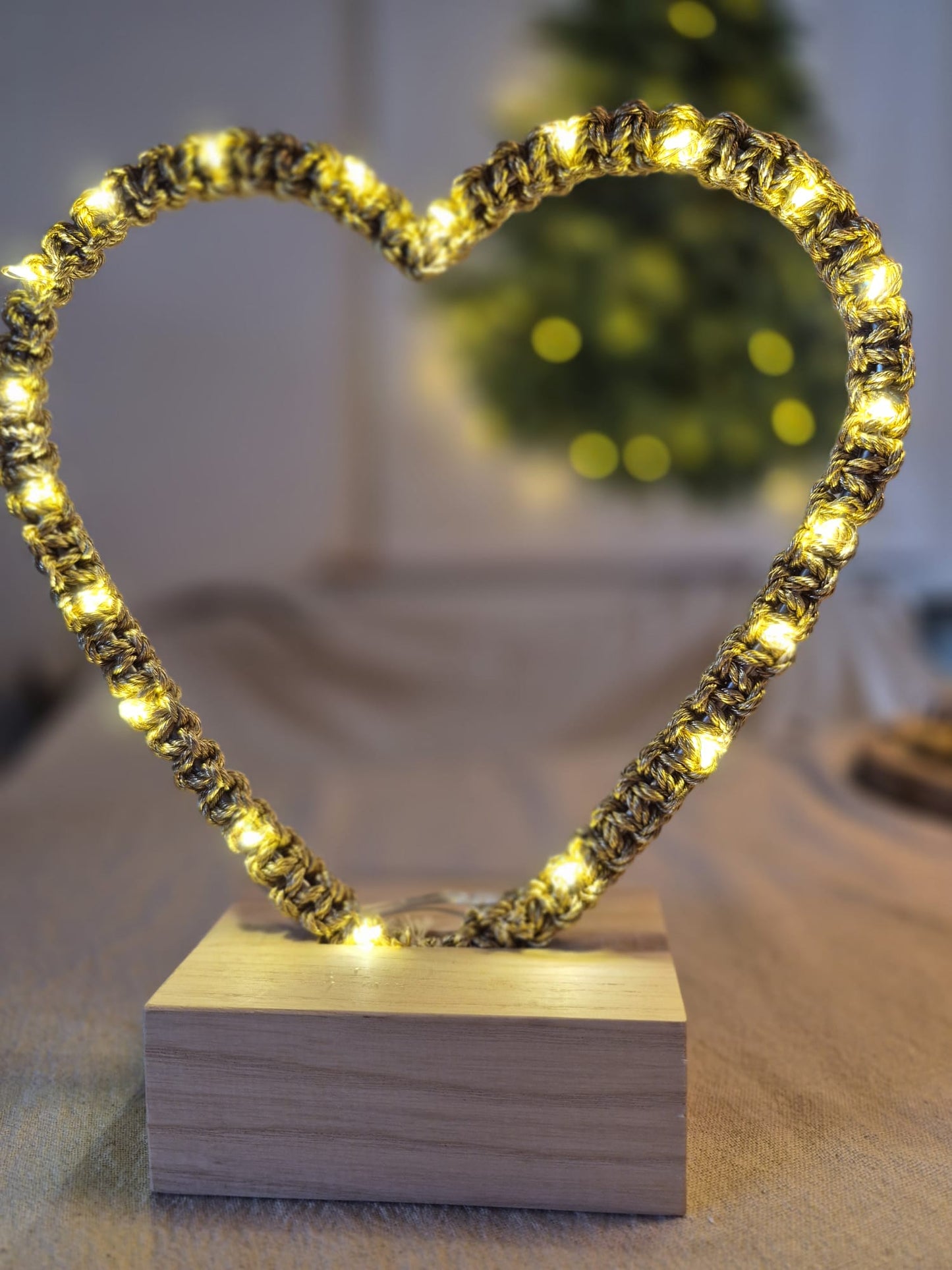 Handgemaakte Verlichte Macramé Harten- Sfeervolle Decoratie