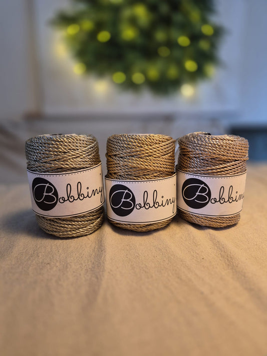 Bobbiny Metallic Koord 3 mm – Goud, Rosé, Champagne, Platina & Zilver