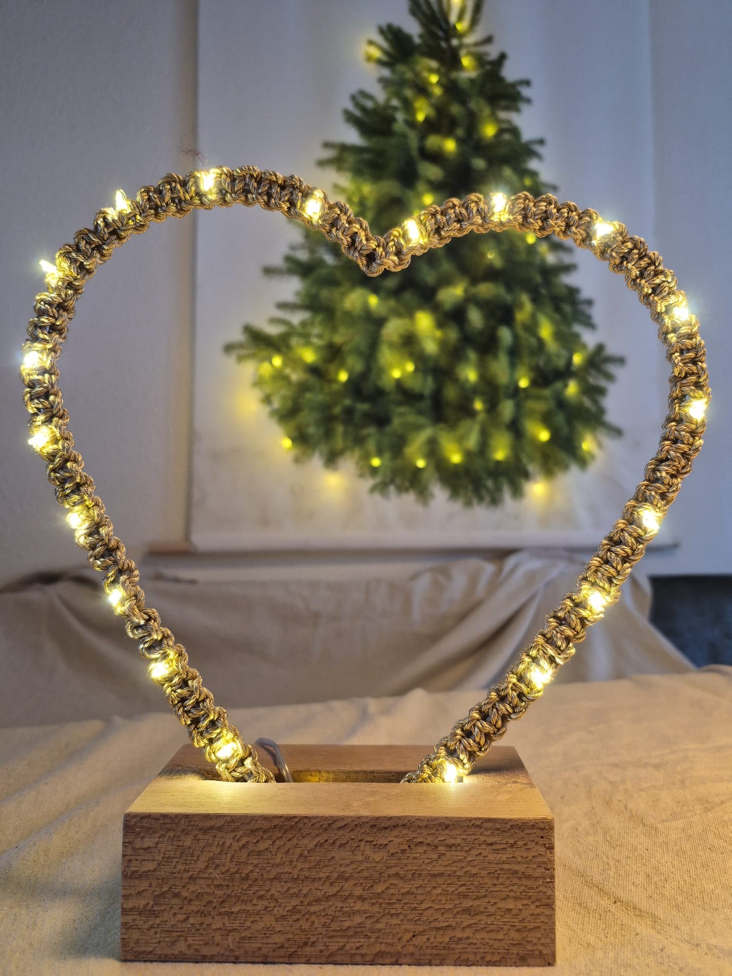 Handgemaakte Verlichte Macramé Harten- Sfeervolle Decoratie