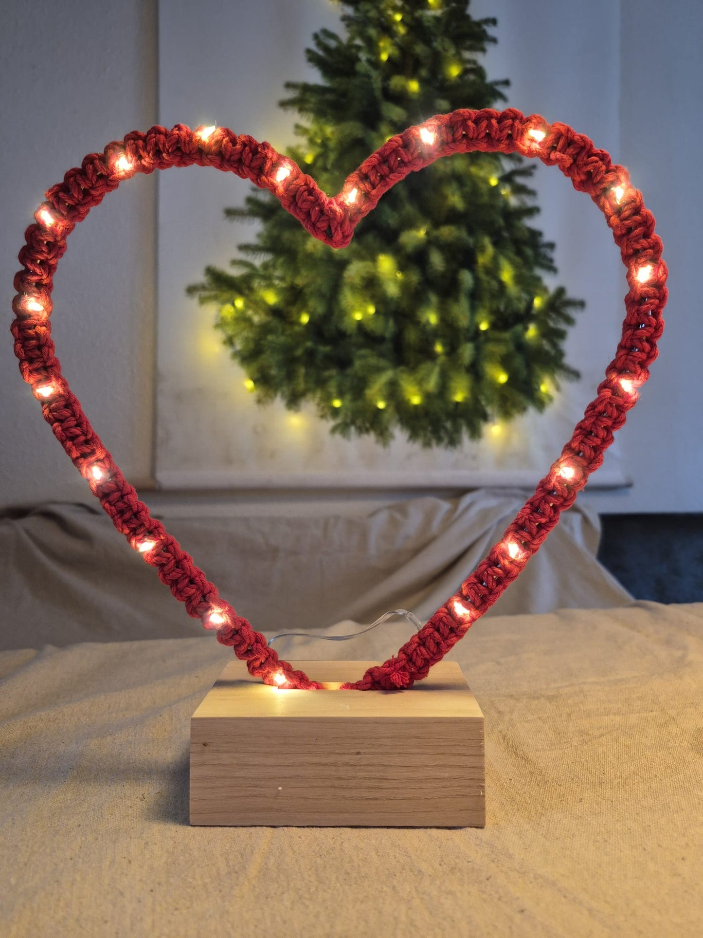 Handgemaakte Verlichte Macramé Harten- Sfeervolle Decoratie